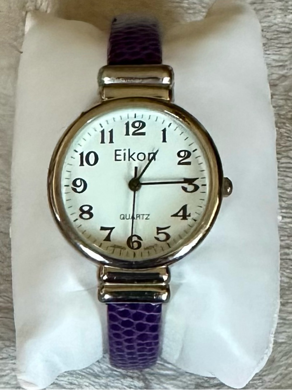NWOT Eikon Purple Snakeskin Leather Bangle Cuff Watch w/New Battery